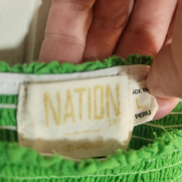 Nation LTD Gaby Smocked Pima Cotton Sundress Size Large Kelly Green - Picture 4 of 14